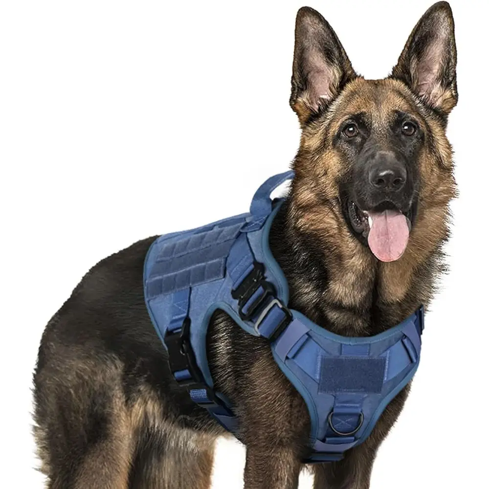 

Прочный жилет для служебных собак без вытягивания, с ручкой, регулируемый для крупных пород, синий, большой размер