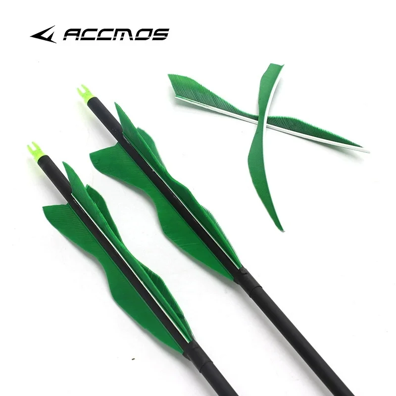 ACCMOS 50Pcs 5 Inch Shield Cut Feather Fletchings 12.7cm Turkey Fletches for Arrow Shafts Target Practice Hunting