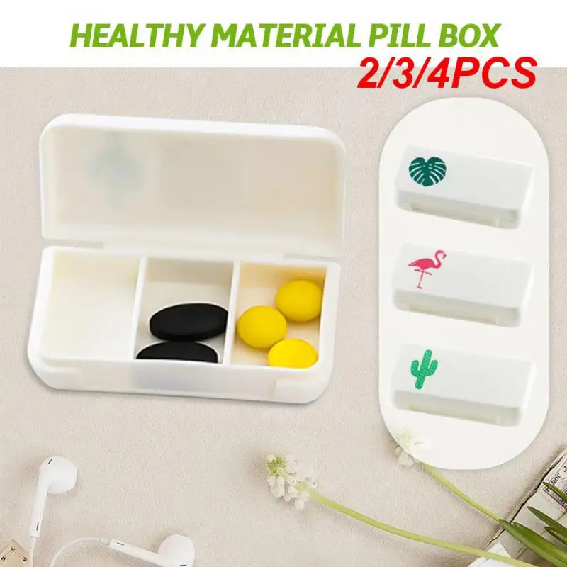 2/3/4PCS Drug Tablet Dispenser Dispensing Splitter Organizer Container 3 Lattices Mini Pill Box Storage