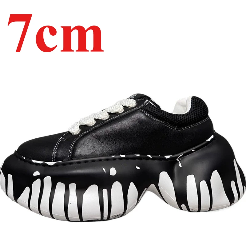 

Europe/American Heavy Craftsmanship Wide Version Design Dad's Shoes for Men's 7cm Comfortable Thick Sole Height Increasing Shoes