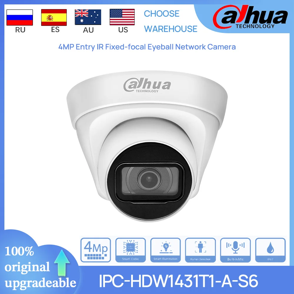 

Dahua Original IPC-HDW1431T1-A-S6 4MP POE Entry IR 30M Fixed-focal Eyeball Network Camera Motion detection IP67 H.265/H.264