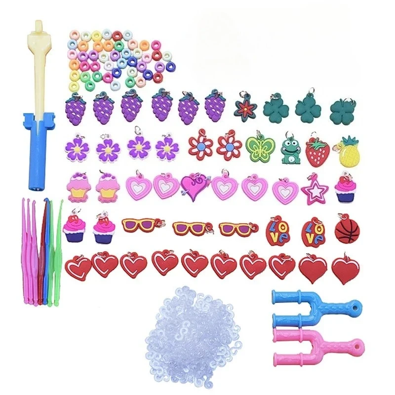 Diy artesanal faixas de borracha tear tecelagem caixa de ferramentas pulseira kit brinquedos para crianças tricô elástico arte artesanato frisado brinquedos meninas