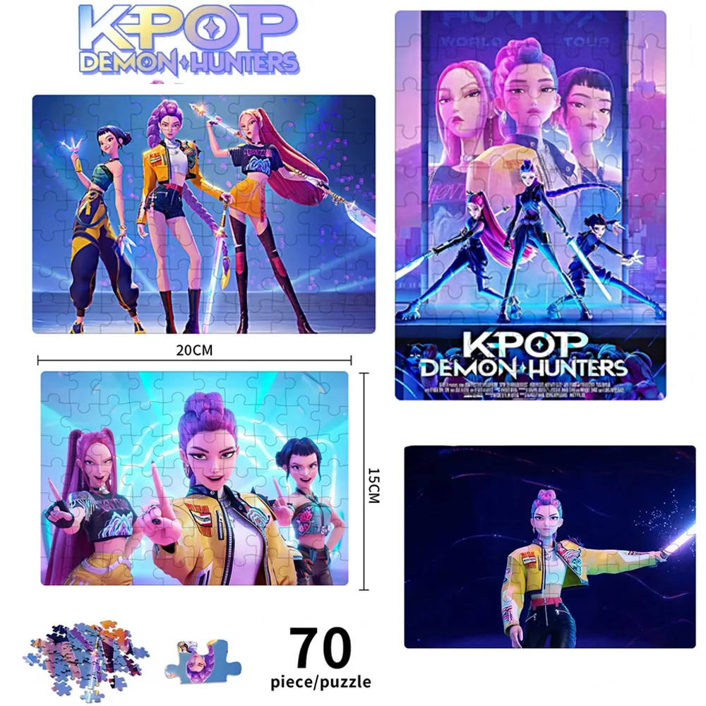 핫 Kpop 악마 사냥꾼 퍼즐 장난감 보드 게임 루미 미라 조이 헌트릭스 캐릭터 패턴 수집품 장식 어린이 선물