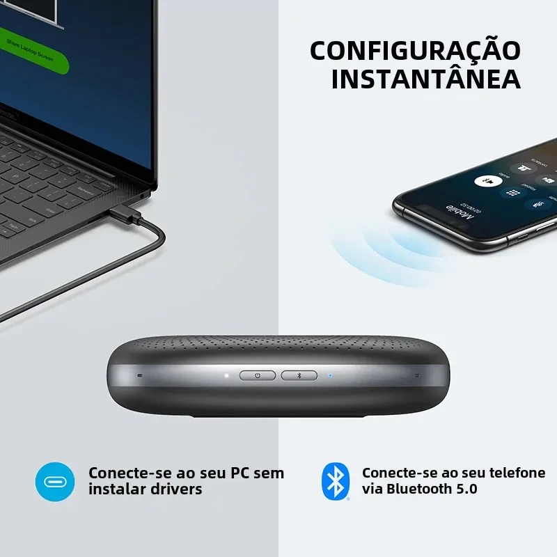 Anker-PowerConf 블루투스 스피커폰 회의 스피커, 6 마이크 포함, 향상된 음성 픽업, 24 시간 통화 시간