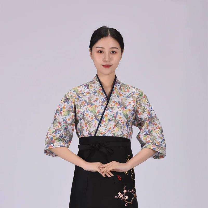 Abrigo de uniforme de Chef de estilo japonés, ropa de trabajo para restaurante, servicio de comida, chaquetas de Chef, ropa de cocinero de cocina de Hotel, Unisex
