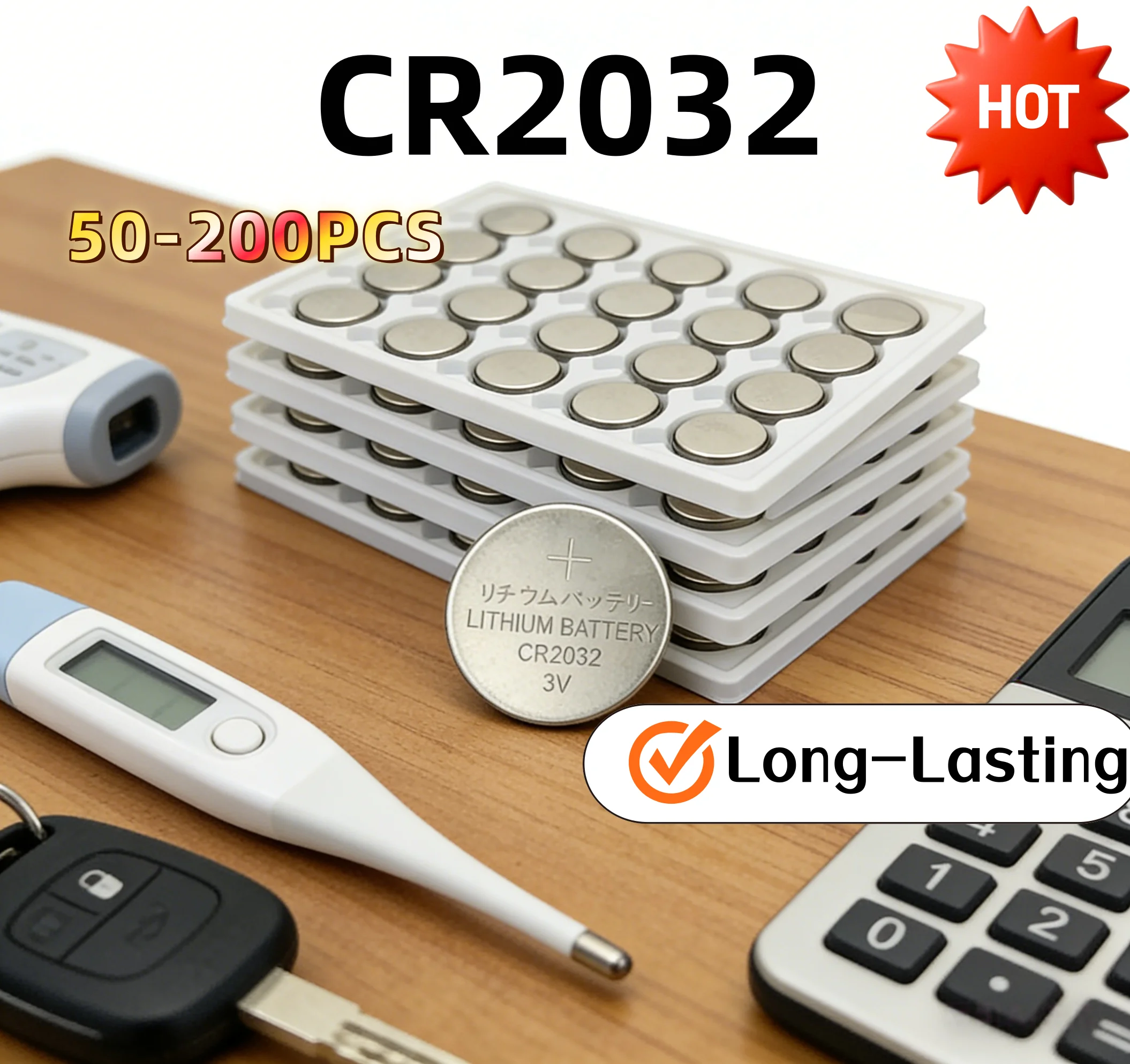 

50-200PCS CR2032 CR 2032 Button Battery DL2032 3V Lithium Battery For Watch Toy Calculator Car Remote Control Button Coin Cell