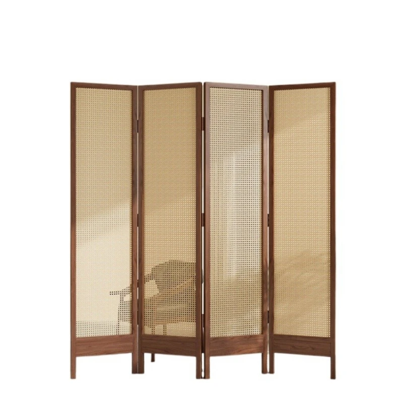 

New Chinese style rattan Song style aesthetics partition wabi-sabi style solid wood furniture