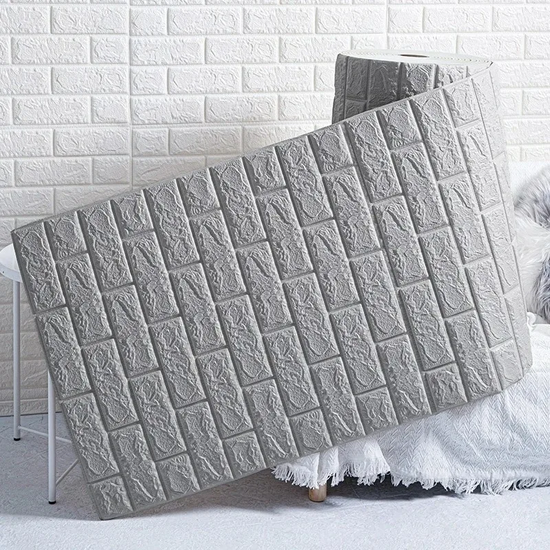 Brick pattern wall sticker Simple  foam self-adhesive  3d wallpaper sticker Antique culture stone wall enclosure wallpaper image 2