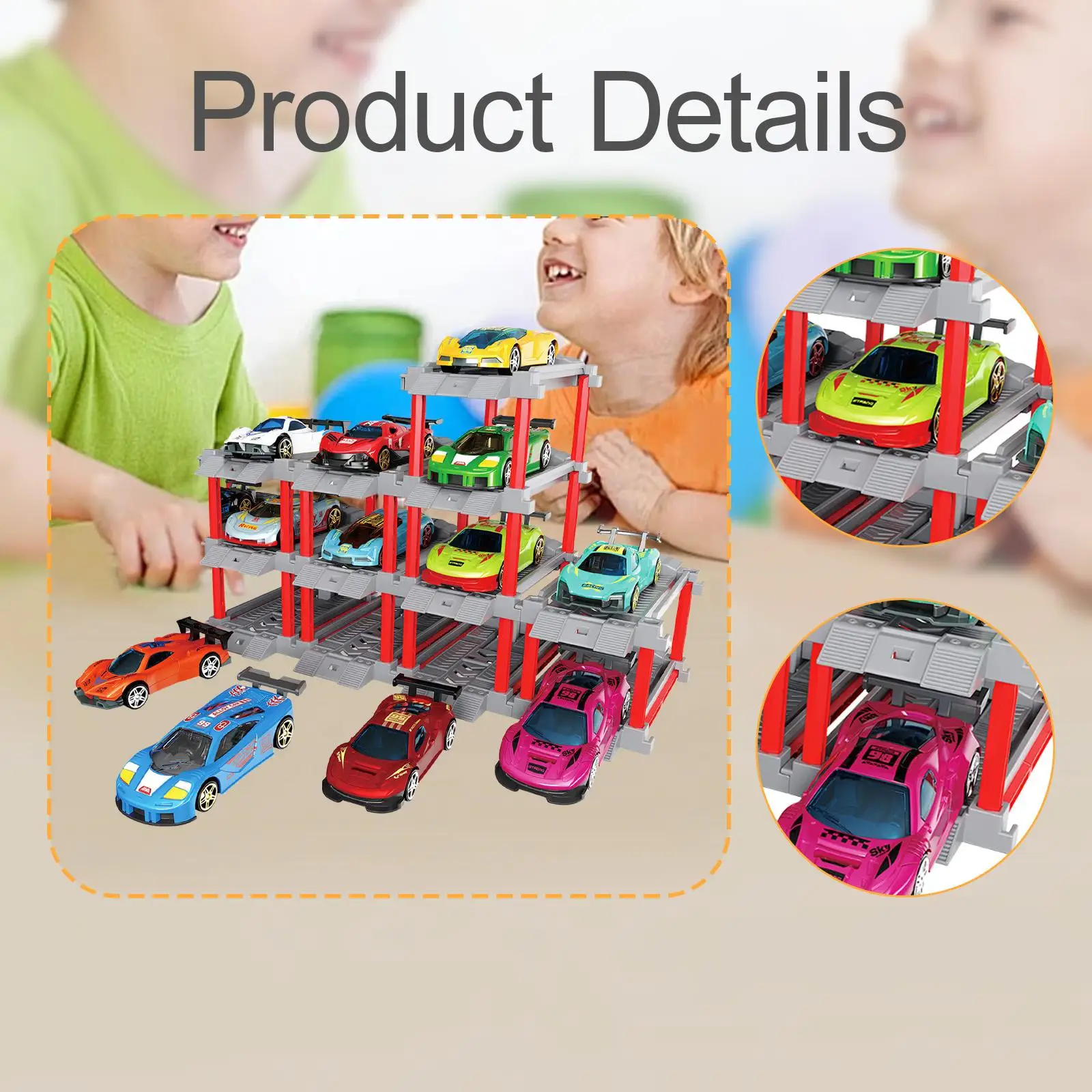 Zurückziehen Fahrzeug Set DIY Gebäude Sammlerstück Parkplatz Garage Spielzeug Spielset für Preis Box Festival Party Gefälligkeiten Geburtstag Sand