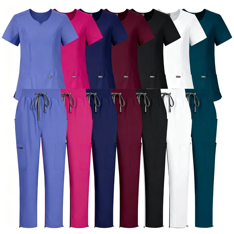 Medical Scrubs Uniforms Women Breathable Nurse Scrubs Set Operating Room Top Straight Pants Nursing Suits Surgical Work Clothes