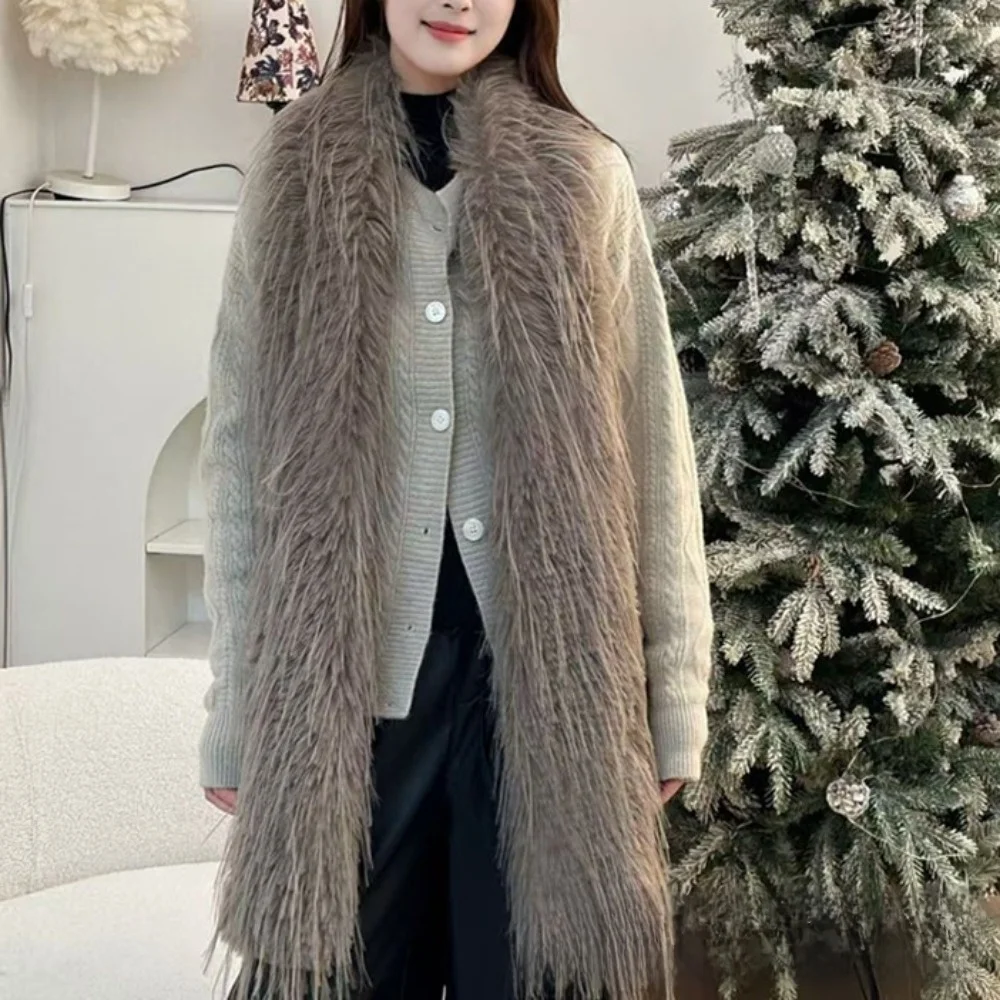 

New Faux Fur Women Scarf Long Winter Warm Shawl Wrap Fluffy Windproof Neck Cover