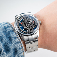 OBLVLO Fashion Style Rotor Stainless Steel Automatic Watch Analog Super Luminous Waterproof Mechanical Watch for Men JM-ROTOR