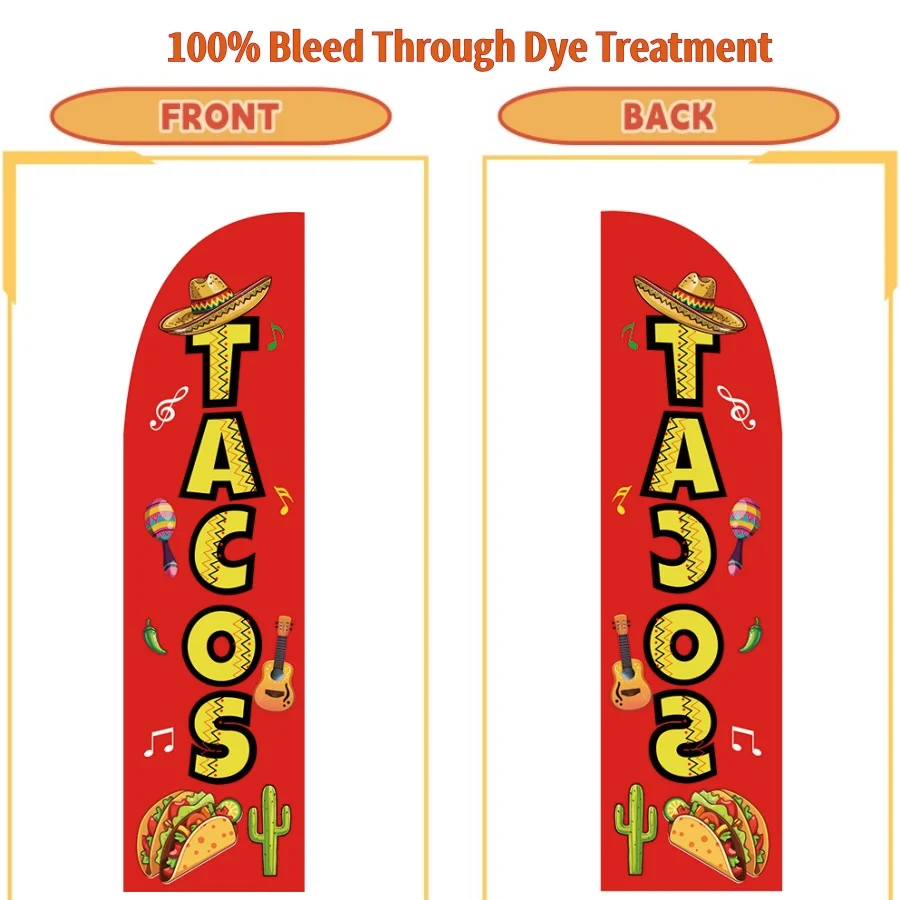 1pc Tacos Burritos Feather Flag 7.9ft  Flag Mexican Restaurant Flags Banner Signs Business Advertising for Markets Restaurant