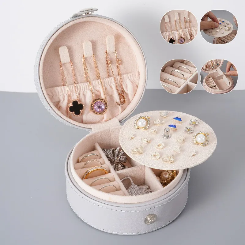 منظم حلقات القلادة، صندوق تقسيم ناعم قابل للفصل، منظم مجوهرات دائري، حقيبة تخزين آمنة للقرط لمجوهرات السفر #4