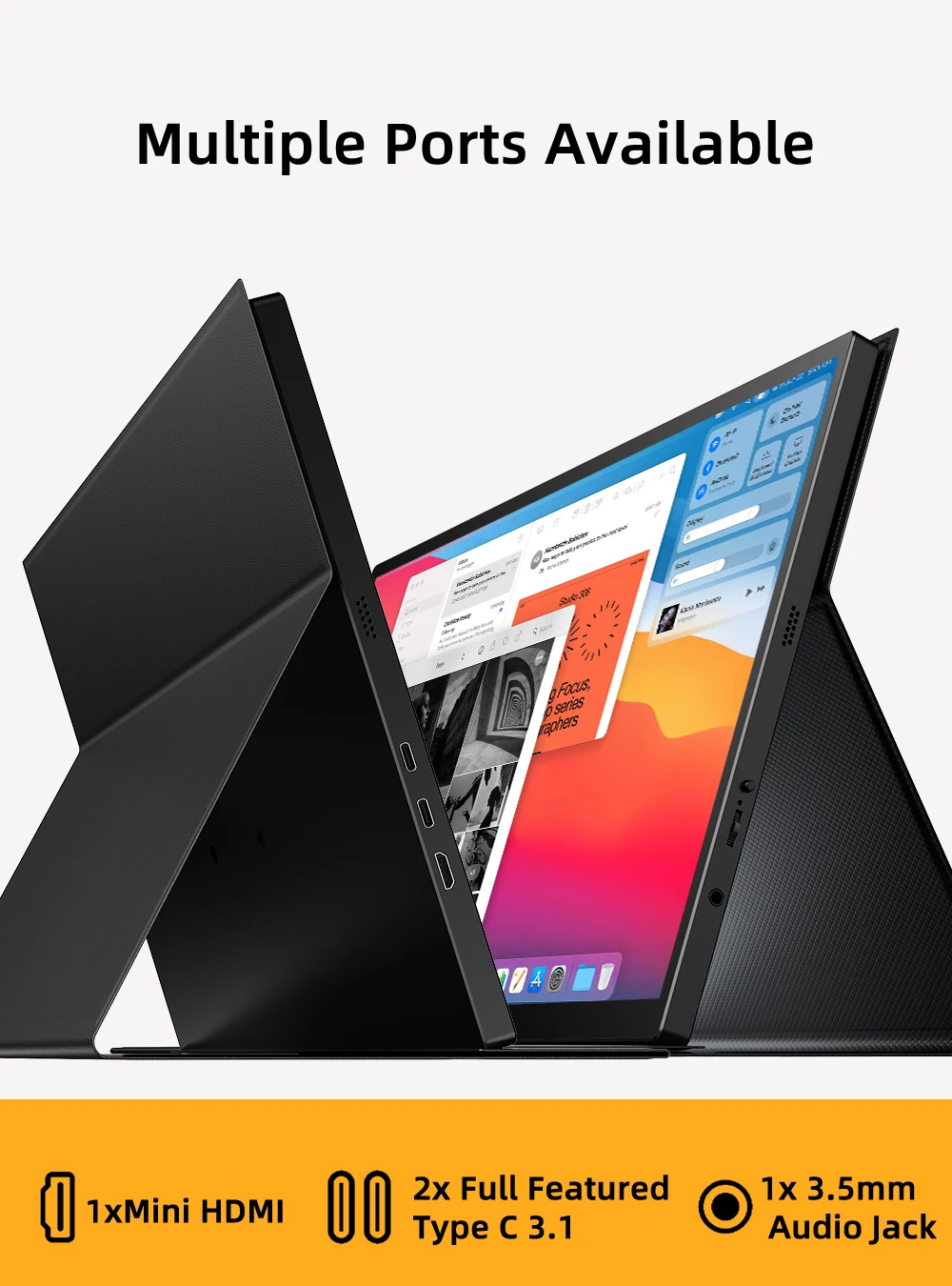 Monitor portátil UPERFECT 120Hz Tela sensível ao toque de 18,5 polegadas com toque de 10 pontos com HDMI USB C Tela externa 1080P Laptop PC Gaming Display