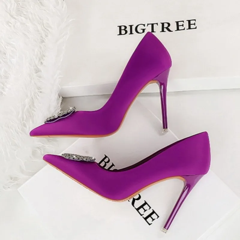 

Luxury High-heeled Women's Sandals Pointed Tip Stiletto Banquet Women's Pumps and Heels Rhinestone Metal Buckle Woman's Shoes