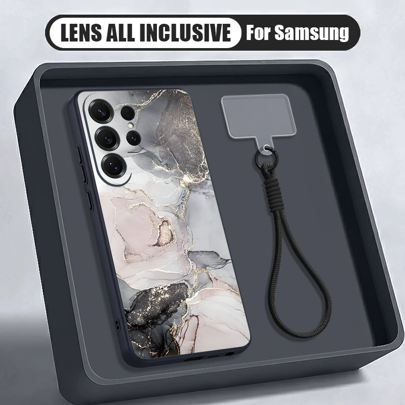 Marble Pattern Magnetic Phone case For Samsung Galaxy S26 S25 Ultra S24 S23 FE A57 A17 A56 A37 A16 A55 A36 Wrist Lanyard Cover