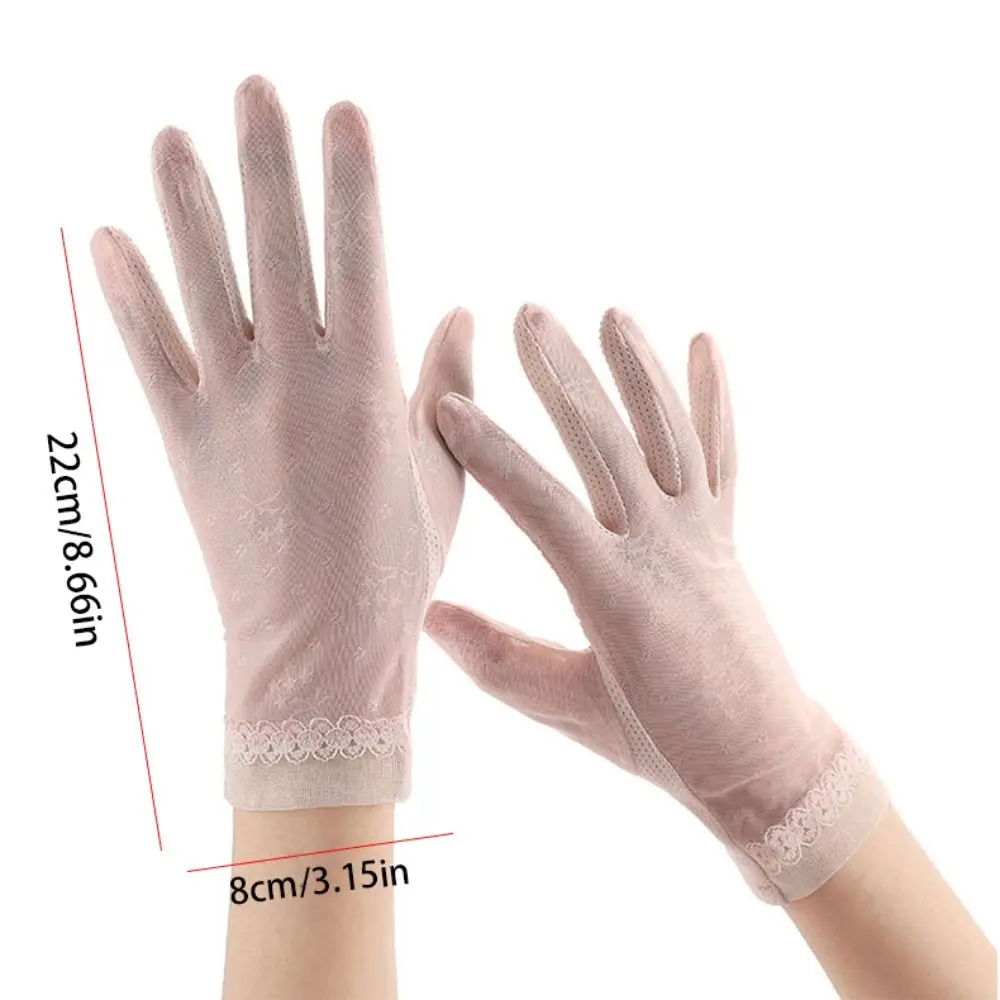 Gants de protection solaire en dentelle pour écran tactile, gants non alds, gants de protection solaire d'été, gants complets, mitaines de glace