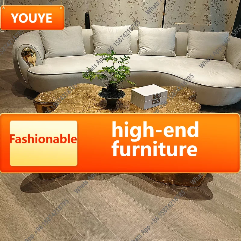 F Italian light luxury tree root coffee table etching stainless steel coffee table modern special-shaped designer fashion