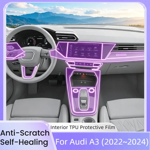 Premium TPU Interior Film For Audi A3 8Y 2023 Car Dashboard Navigation Automotive Screen Protection Film Anti-Scratch Sticker