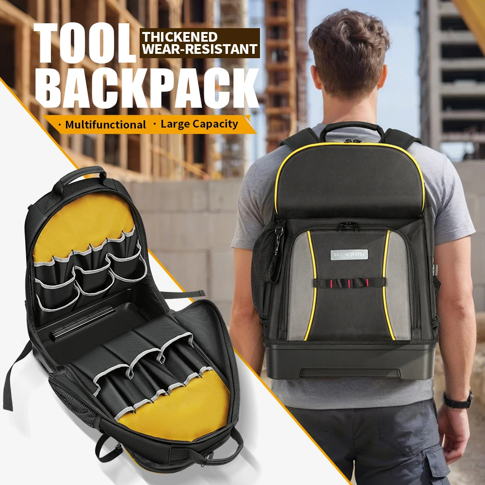 Tool Backpack, Heavy Duty Tradesman Pro Tool Bag Organize, Large Interior, Molded Bottom, Electrician Tool Bag