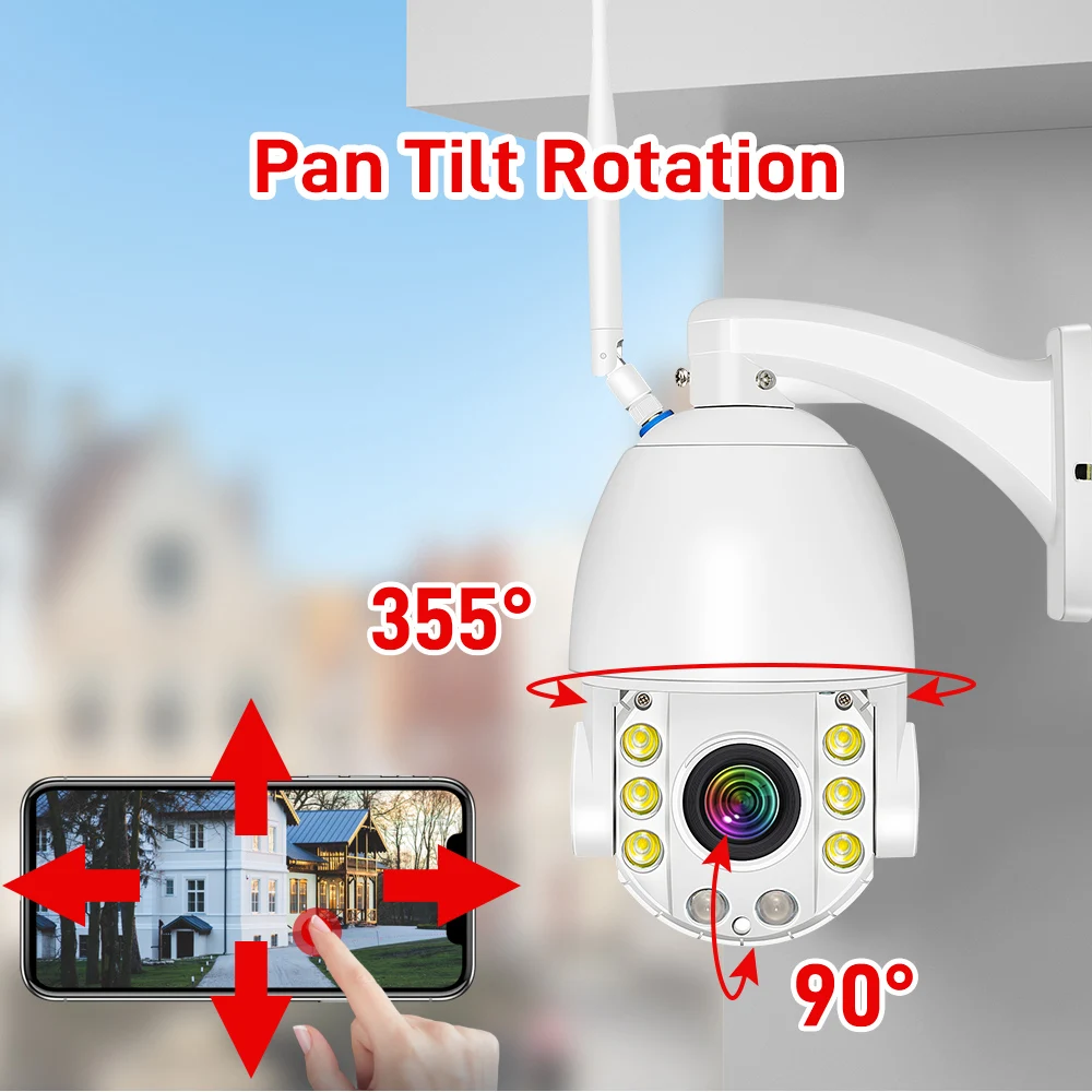 4K 8MP WiFi Security Camera Outdoor 50X Zoom 120M IR Distance PTZ Video IP Cam Auto Tracking Metal Shell Waterproof Surveillance