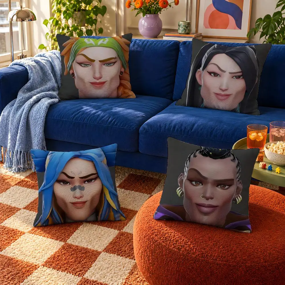 Game Valorant VALO Jett Sage Killjoy Cushion Cover Throw Pillow Soft Short Plush Cozy Durable For Sofa Bedroom Home Decor Gift