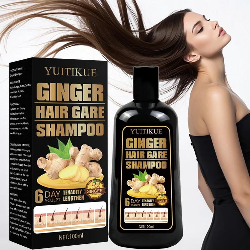 Champú de jengibre natural, voluminizador y suavizante para todo el cabello, fórmula suave, hojas brillantes para el cabello