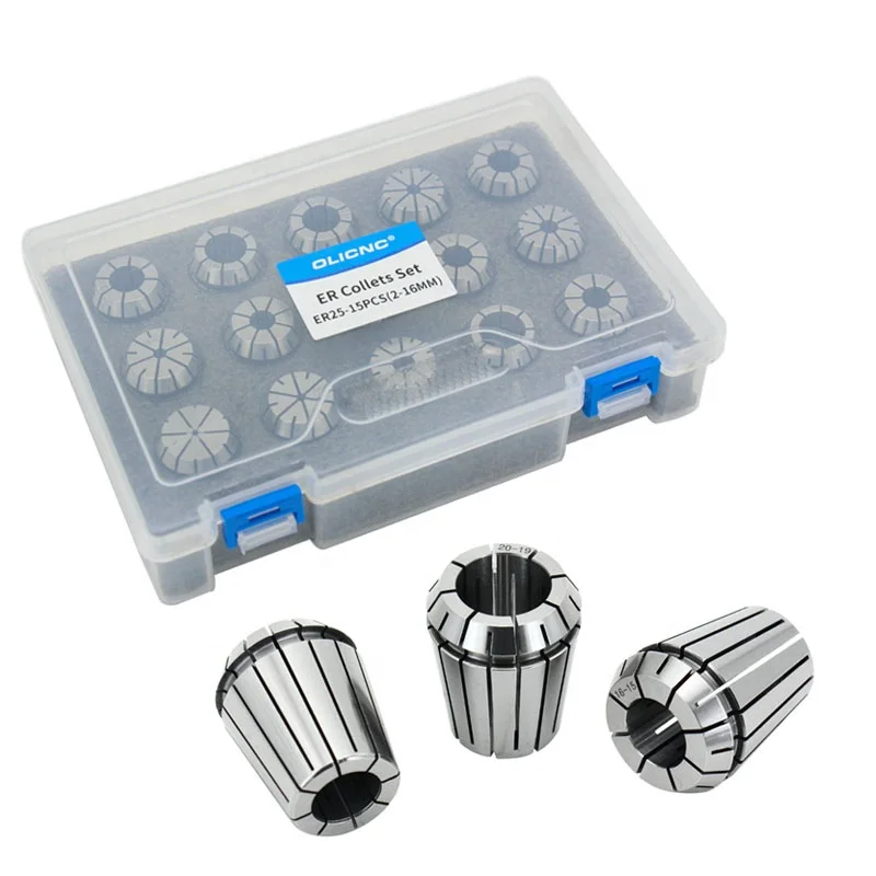 High Precision ER25 15pcs ER Collet Set CNC Tool Handle Clamp Spring Elastic Clamp 0.008mm Er25 Collet stock