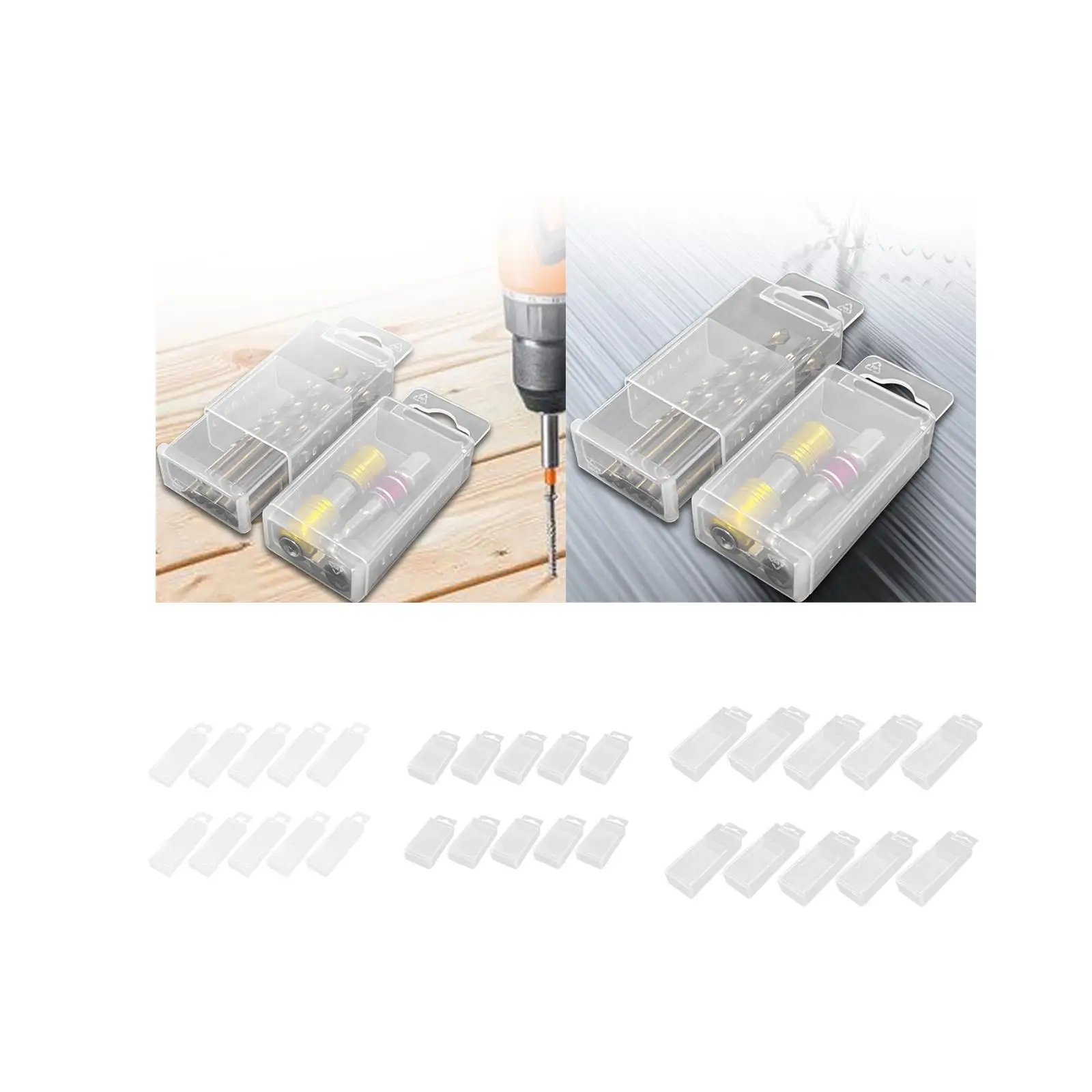 10Pcs Drill Bit Storage Box Tool Box Parts Twist Drill Box Drill Milling Cutter Box Countersink Drill Bit Storage Container