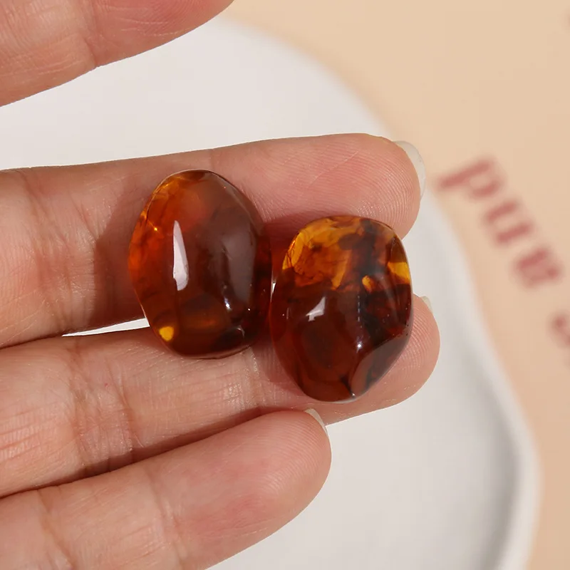 5pcs Mini Amber Gradient Resin Flatback Shapes Oval Square Trapezoid Heart Cabochon Models Craft Accessories Desktop Decoration