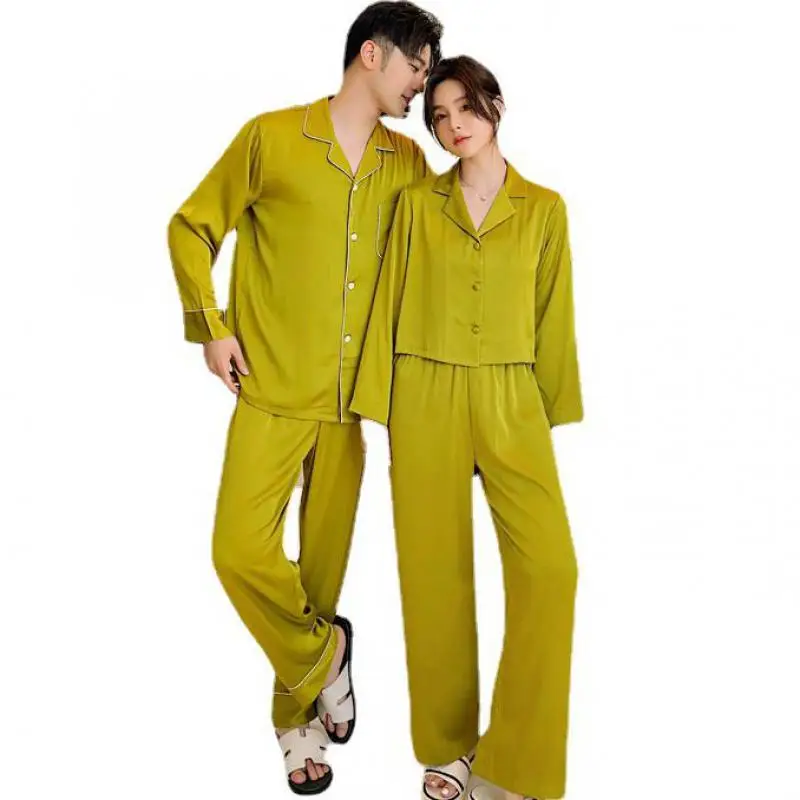 2022 Spring New 2PCS Pajamas Suit Long Sleeve Couple Home Clothing Sleep Set Intimate Lingerie Casual Homewear Pyjamas