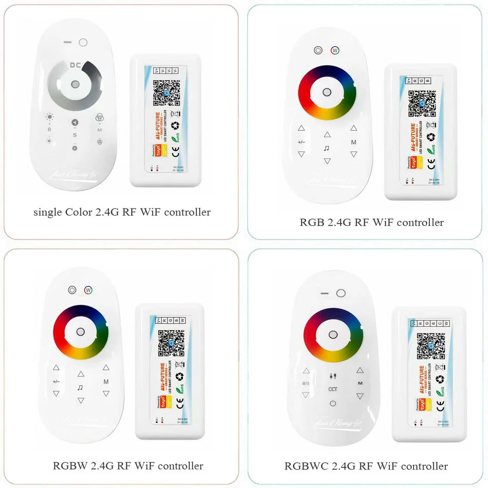 LED Controller Tuya WiFi Smart RGB/RGBW/RGBCCT Single Color Dimmer DC5V-24V LED Strip Remote Switch Works with Alexa Google