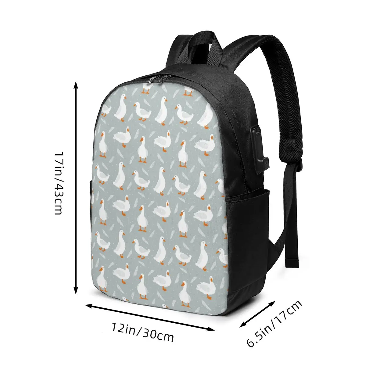 Nordic Style White Goose Pattern Backpack Travel Notebook Bag Computer College Student School Bag Laptop Shoulder Bags Men Women