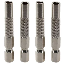 4pcs Hex Shank 6.35mm 1/4inch Hex Insert Bit Adapter To 4mm Electric Screwdriver Socket Holder Micro Bit Adapter Magnetic Holder