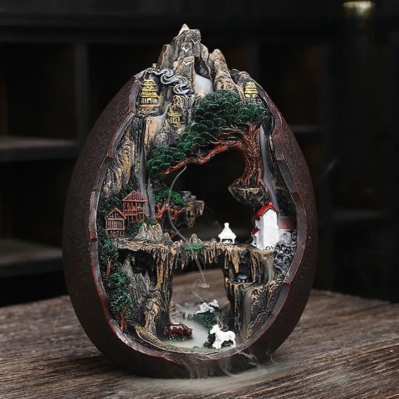 Large Dongting Xiange Backflow Incense Burner Home Tea Room Creative Ornament Appreciating Smoke Purifying Air Aroma Diffuser