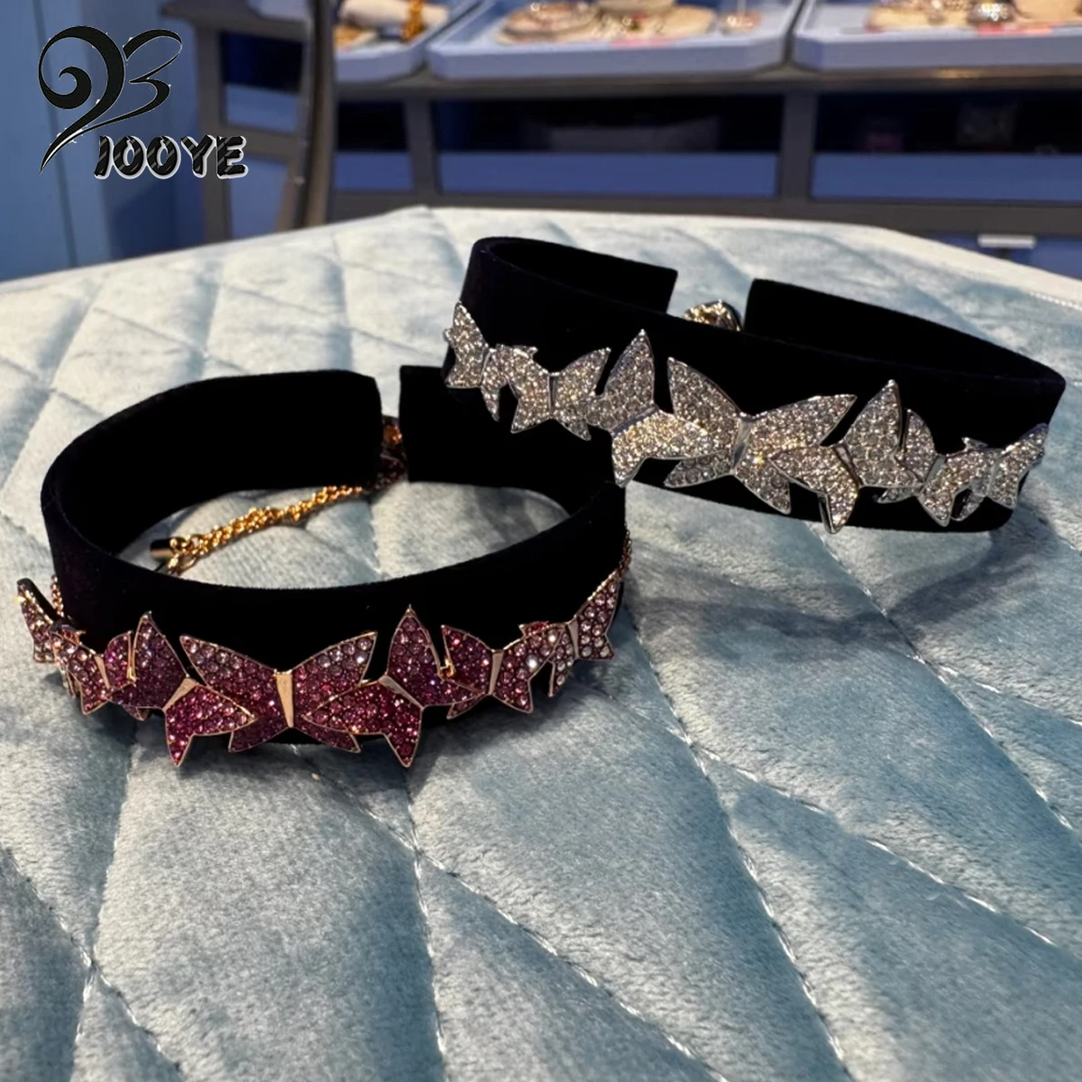 

Original 2025 New Fine Jewelry Sets Charming Blue Pink Butterfly High Quality Crystal Fashion Women's Necklace Bracelet Earrings