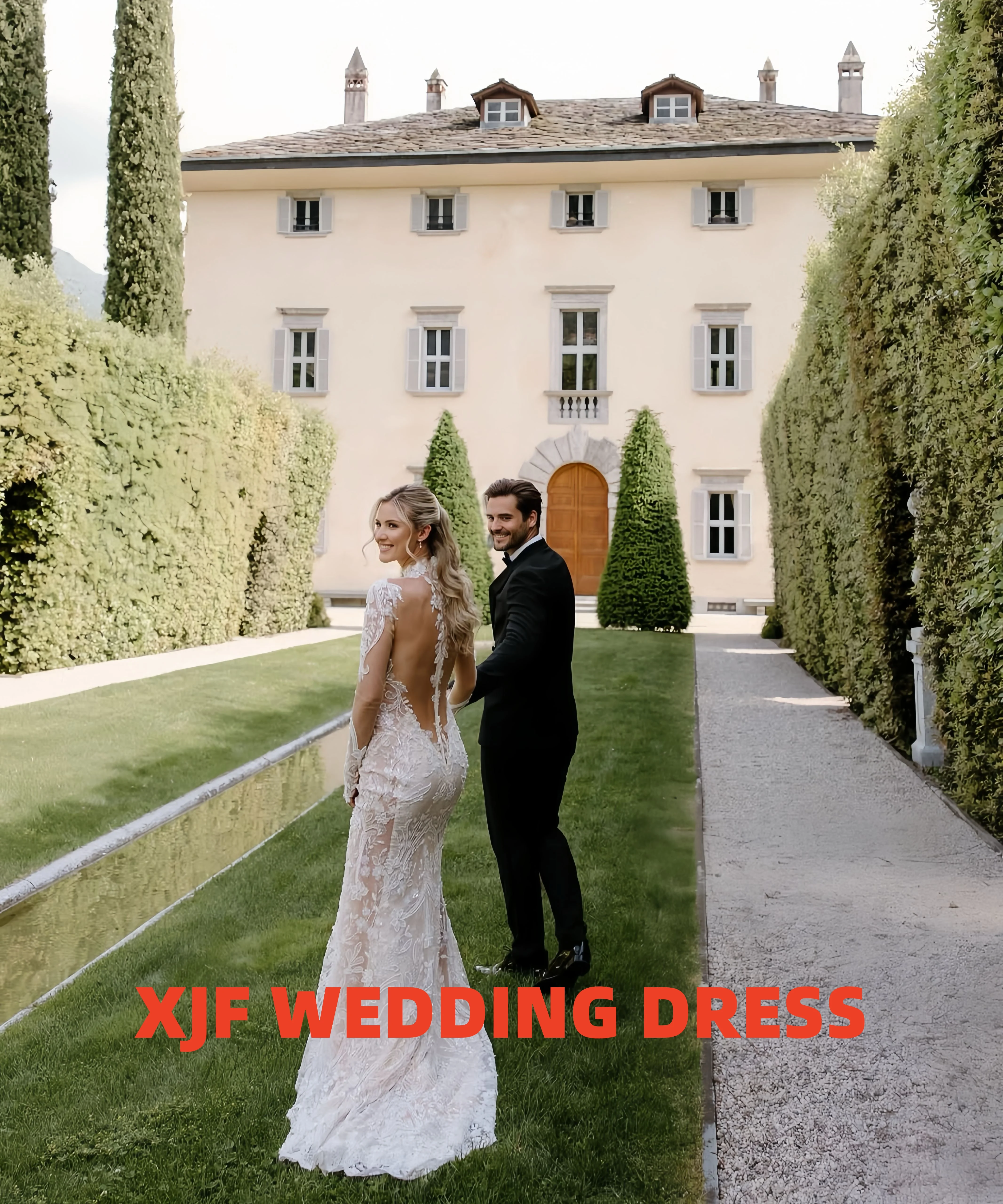 فستان زفاف حورية البحر بأكمام طويلة ورقبة عالية مخصصة أماندا نوفيس فيستدوس دي نوفيا أماندا نوفيا #4