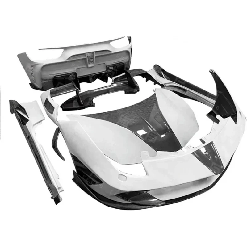 Suitable for Lip MSY Style Carbon Fiber & FRP Front Bumper Engine Cover Side Skirts Rear Spoiler Compatible