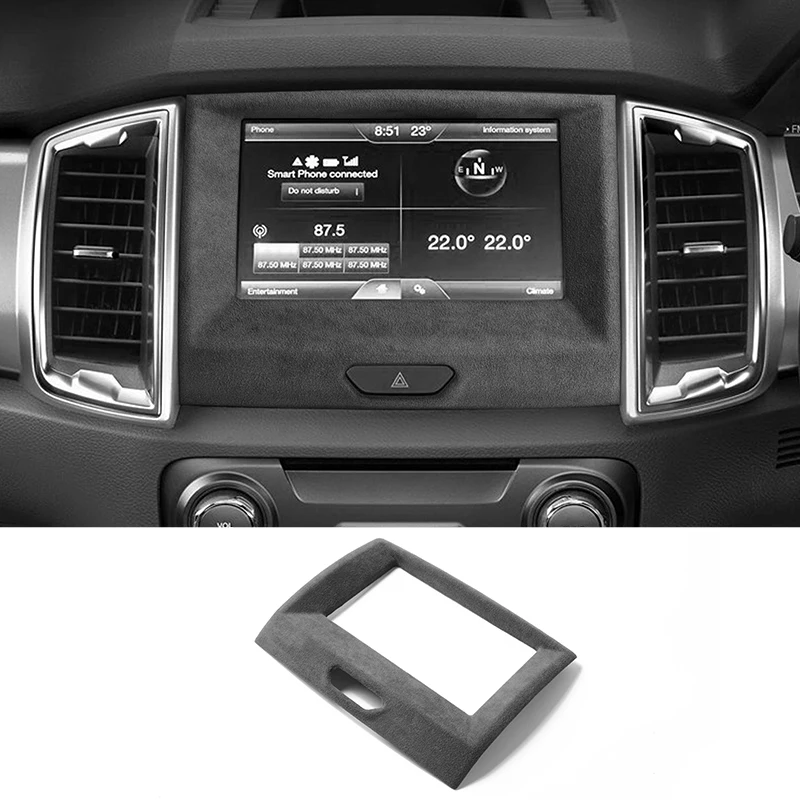 

For Ford Ranger(2015-2022) Under the Center Console Display Panel Trim Sticker Car Interior Tuning Accessories Made of Alcantara