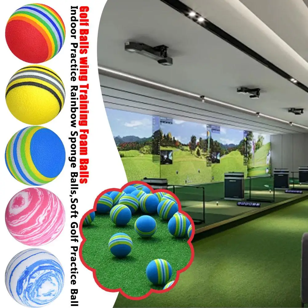 10 bolas de espuma para entrenamiento de Swing de Golf, accesorios de esponja de arcoíris para práctica en interiores, pelota Flexible, ayuda suave para entrenamiento de Golf Pra X9W1