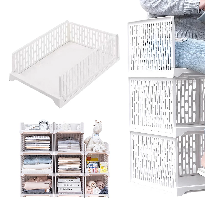 Stackable Wardrobe Drawer Units Organizer Clothes Closet Storage Boxes Shelves Plastic Divider Board Cube Containers