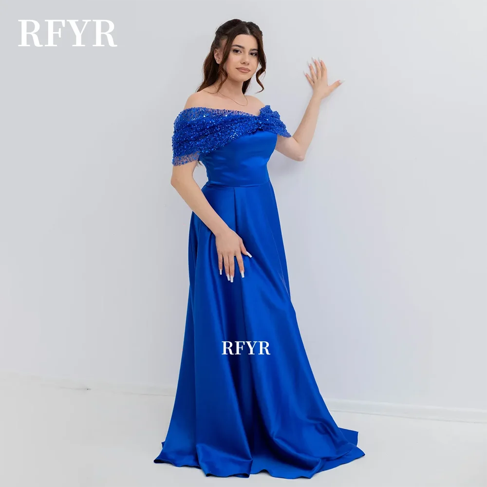 

RFYR вечернее платье с открытыми плечами, блестящее платье для выпускного вечера, элегантное вечернее платье знаменитостей с бисером для арабских женщин по индивидуальному заказу