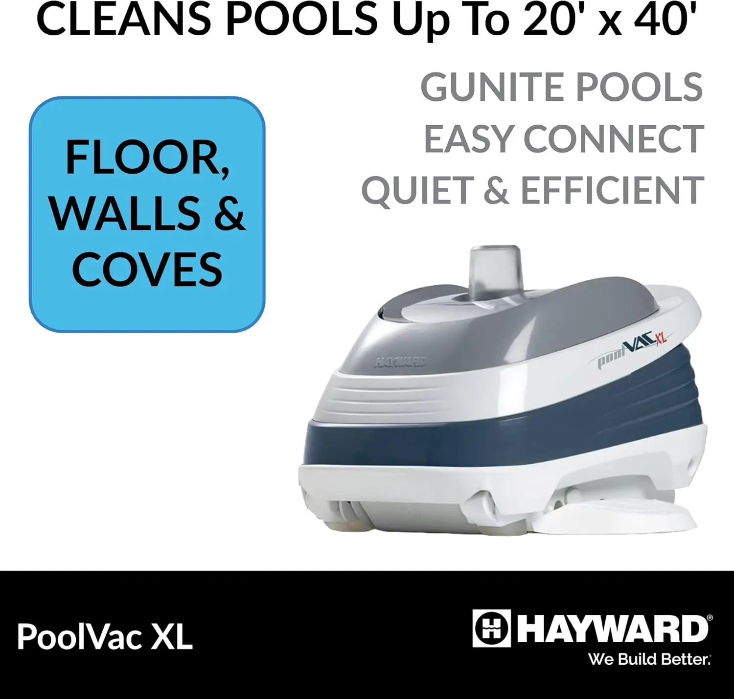 W32025ADC PoolVac XL Suction Pool Cleaner for In-Ground Gunite Pools up to 20 x 40 ft. with 40 ft. Hose (Automatic Pool Vacuum)