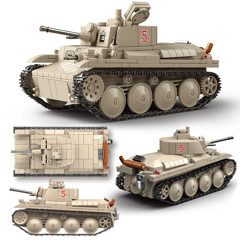 

Вторая мировая война, 2 мировая война, армия, Военные солдаты, немецкий 38-T F-тип, модель модели танка, строительные блоки, кирпичи, игрушки для детей