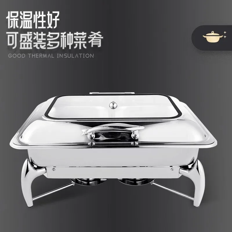 Cross-border stainless steel rectangular visual hydraulic cover Commercial insulation furnace Hotel restaurant