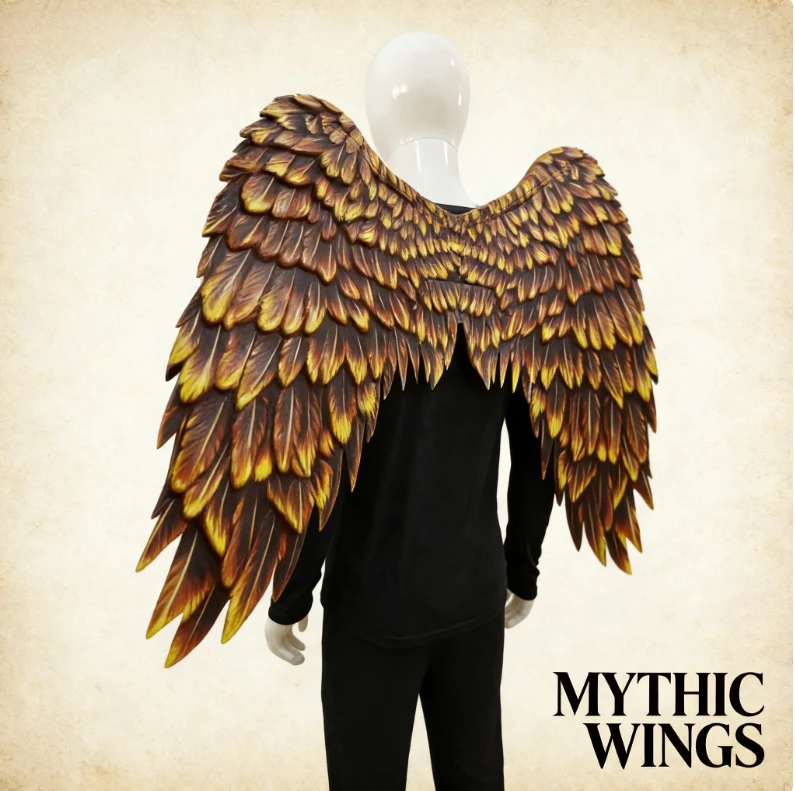 

Складные крылья дьявола/ангела из нетканого материала с принтом, черно-золотые, для Хэллоуина, карнавала, косплея, вечеринок, реквизит для костюмов