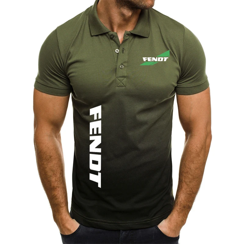 2024 new gradient POLO shirt for men Fendt print Hip hop street men short sleeve top brand summer men's T shirt golf shirt