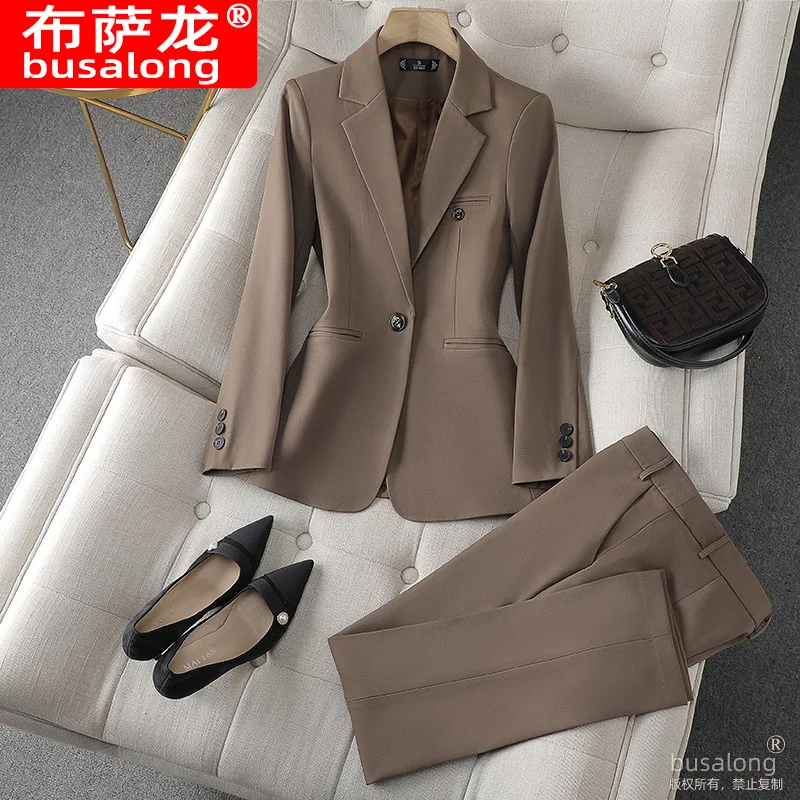 2025New autumn and winter women's long-sleeved professional suit with trousers, elegant outfit for interviews and work, formal p