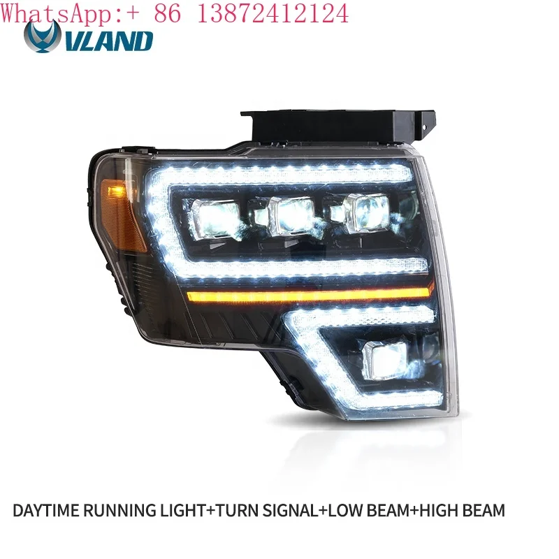 

VLAND Factory Wholesales Start up Animation DRL Raptor Front Lamp 2009-2014 Full LED Projector 2011 Headlights for Ford F150